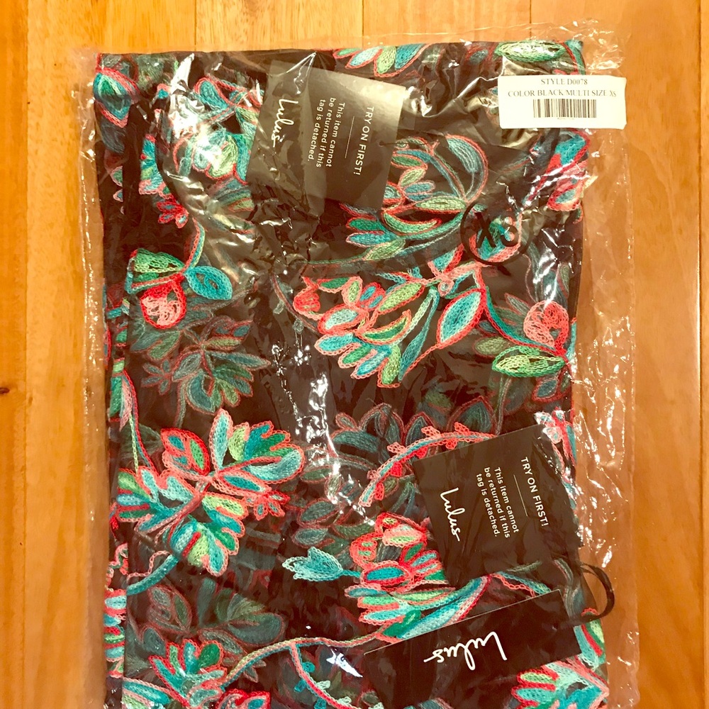 Brand New Black Embroidered Sheer Mesh Maxi Dress